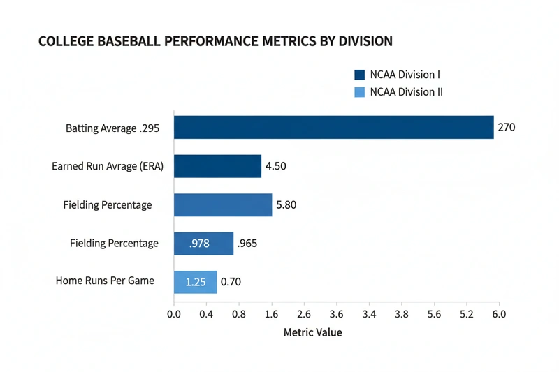 Statistical analysis chart showing college baseball performance metrics across divisions
